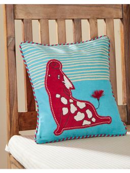 Fabindia - Blue Cotton Printed Moo Kids Cushion Cover (12x12 inches)