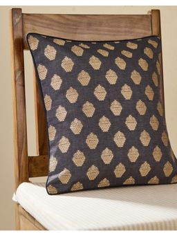 Fabindia - Black Cotton Blend Woven Anagur Cushion Cover (16x16 inches)