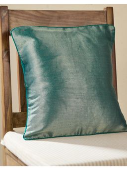 Fabindia - Turquoise Cotton Blend Woven Karan Cushion Cover (16x16 inches)
