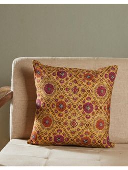 Fabindia - Yellow Nieta Jaal Printed Cushion Cover (16x16 inches)