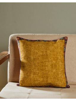 Fabindia - Yellow Izn Jaal Printed Cushion Cover (16x16 inches)