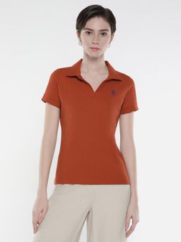 RAREISM - Van Primary Rust Regular Fit Polo T-Shirt
