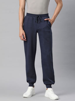 Alcis - Men Navy Blue Solid Cotton Regular Fit Joggers