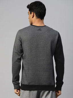 Alcis - Men Black Colorblock Cotton Regular Fit Sweatshirt