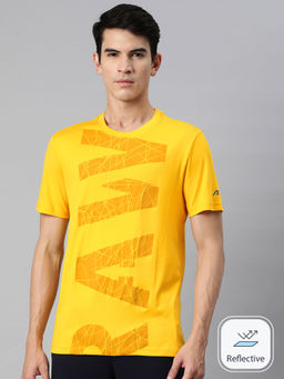 Alcis - Men Yellow Printed Polyester Regular Fit T-Shirt