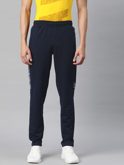 Alcis - Men Navy Blue Printed Cotton Regular Fit Trackpant