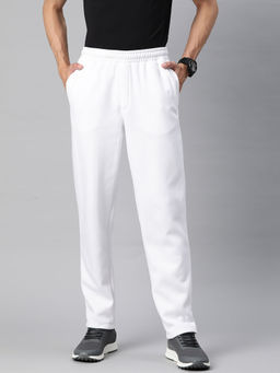 Alcis - Men White Solid Cotton Regular Fit Trackpant