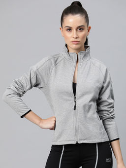 Alcis - Women Grey Printed Polyester Slim Fit Jacket