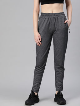 Alcis - Women Grey Printed Cotton Regular Fit Trackpant