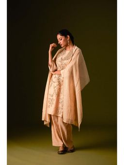 AURUL - Beige Embroidered Kurta with Pant and Dupatta (Set of 3)