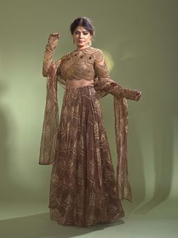 AURUL - Mauve Goddess Lehenga with Choli and Dupatta (Set of 3)