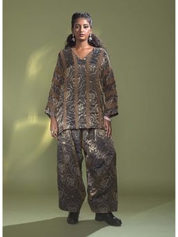 AURUL - Deep Blue Banaras Silk Co-Ord (Set of 2)