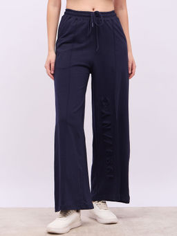 Styli - Women Emboss High Waist Wide Leg Pant with Cf Seam