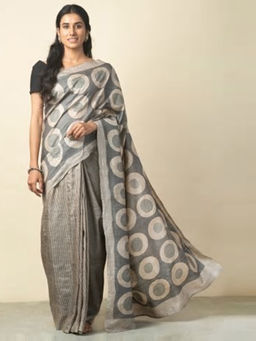 Fabindia - Silk Tussar Block Printed Sari