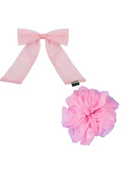 Arendelle - Organza Hair Bow and Scrunchie in Pink (Set of 2)