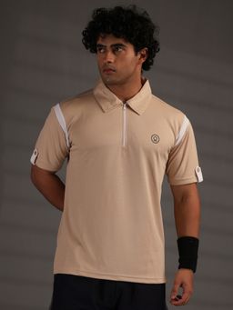 CHKOKKO - Color Neck Regular Fit Sports Gym Zipper Polo T-Shirt