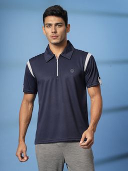 CHKOKKO - Color Neck Regular Fit Sports Gym Zipper Polo T-Shirt
