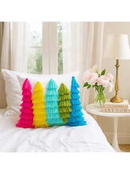 THROW PILLOW - Rainbow Forest Tree Cushion Cover Colorful & Whimsical on White (16x16 inches)