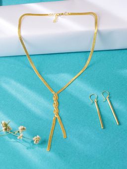 Niska - Golden Brass Necklace and Earring Set