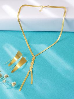 Niska - Chic Gold-Tone Brass Jewellery Collection Necklace and Earring Set