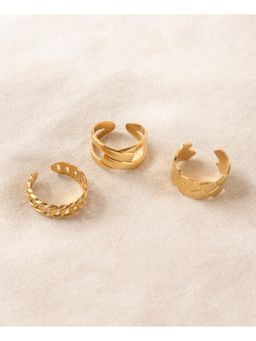 Niska - Gold-Tone Adjustable Rings Pack Bold, Braided and Twisted Pack of 4