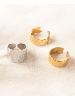 Niska - Anti-Tarnish Textured Ring Pack-Pack of 3