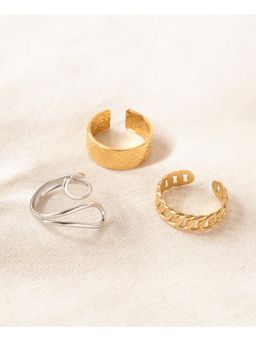 Niska - Lustrous Link Anti-Tarnish Rings Pack of 3