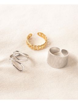 Niska - Anti-Tarnish Mixed Metal Adjustable Rings Pack of 3