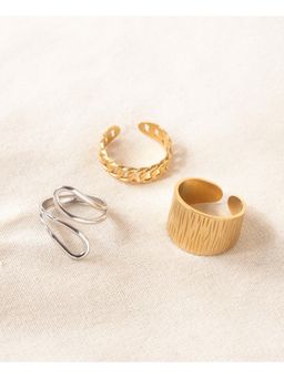 Niska - Anti-Tarnish Gold and Silver Adjustable Ring-Pack of 3