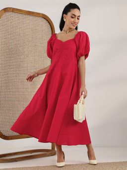 Libas - Red Solid A-Line Dress