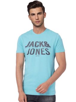Jack & Jones - Blue Graphic Print Crew Neck T-shirt