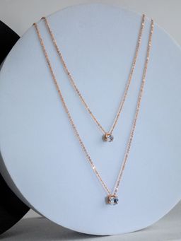 PRITA - Dual Layered Solitaire Rose Gold Plated Necklace