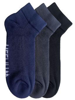 Heelium - Bamboo Quarter Ankle Socks for Men, UK7-11, 3 Pairs, Grey, Black, Navy Blue