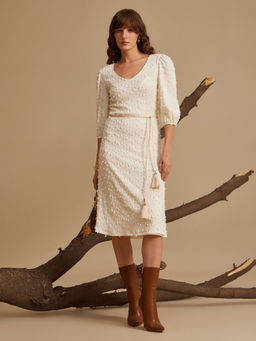 Kazo - Gigi Textured Midi Dress with Belt