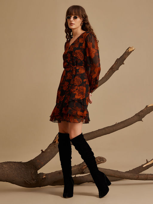 knee length dresses for ladies Myla Mini Dress – SEROYA main image 1