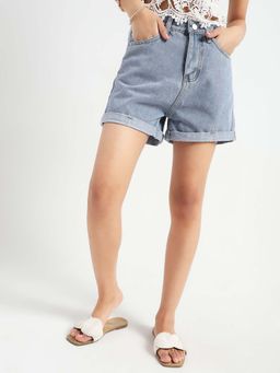 Sera - Blue Hig Waist Denim Shorts