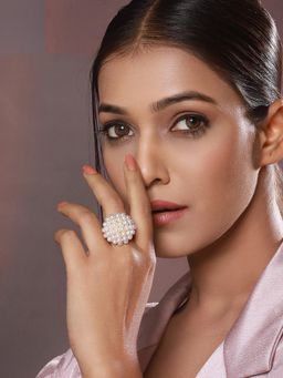 Aatmana - Gold-Plated Pearls Studded Finger Ring