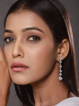 Aatmana - Silver-Toned Contemporary Drop Earrings
