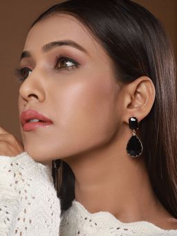 Aatmana - Black Teardrop Shaped Drop Earrings
