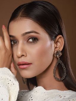 Aatmana - Gold-Toned Teardrop Shaped Drop Earrings