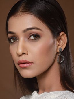 Aatmana - Silver-Toned Circular Drop Earrings
