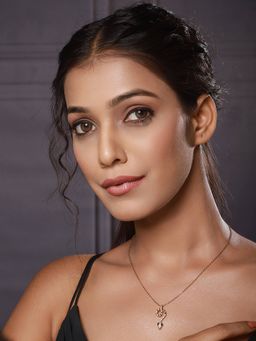 Aatmana - Rose Gold-Plated Cz Studded Snake Pendant With Chain