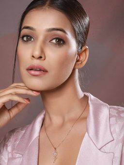 Aatmana - Gold-Plated Cz-Studded Floral Pendant With Chain