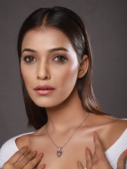 Aatmana - Silver-Plated Cz Studded Snake Necklace