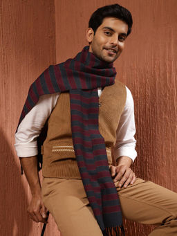 Fabindia - Navy Blue Wool Woven Muffler