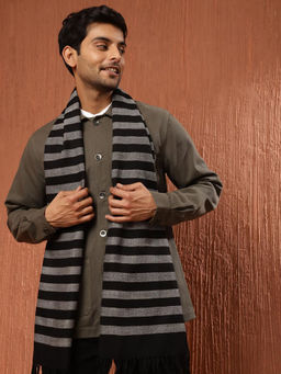 Fabindia - Grey Wool Woven Muffler