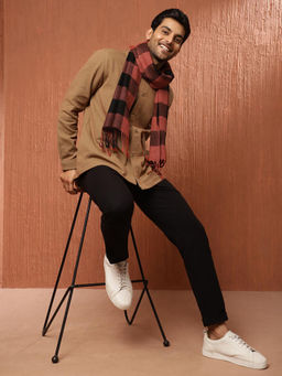 Fabindia - Rust Wool Blend Woven Muffler