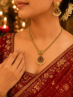GRIIHAM - Premium Gold Plated Cz Necklace with Earrings