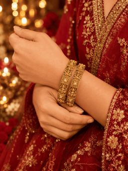 GRIIHAM - Gold Plated Bangles with Pearls