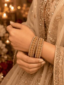 GRIIHAM - Gold Plated Bangles with Pearls